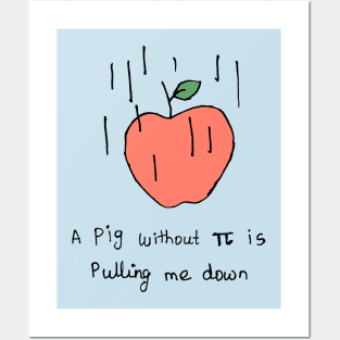 Gravity pulling down apple science funny illustration Posters and Art